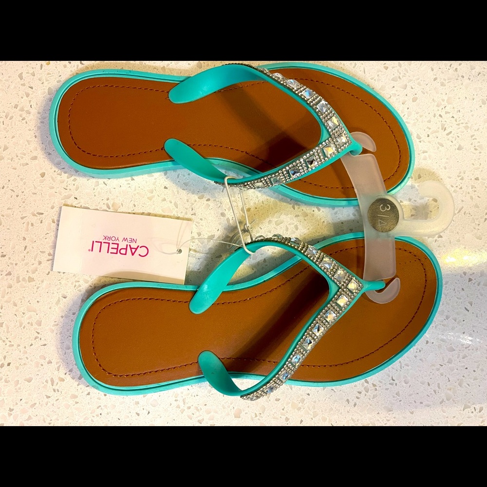Brand new teal kids flip flops